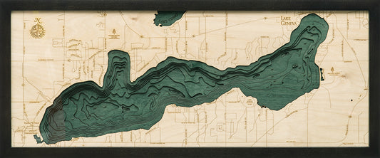 Lake Geneva Wisconsin Wood Map Art