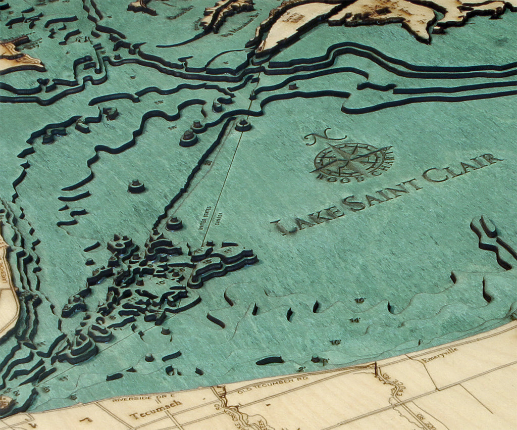 Lake Saint Clair Wood Map Art