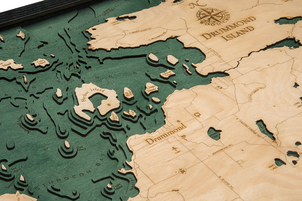 Drummond Island Wood Map Art