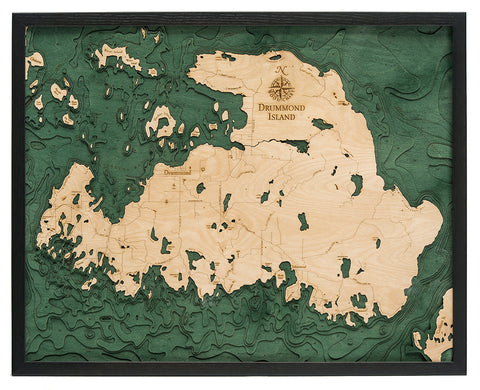 Drummond Island Wood Map Art