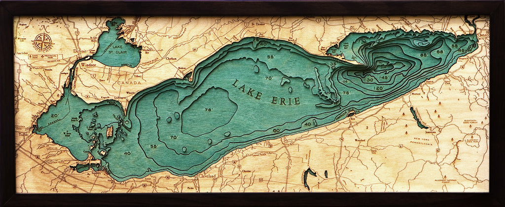 Lake Erie Wood Map Art