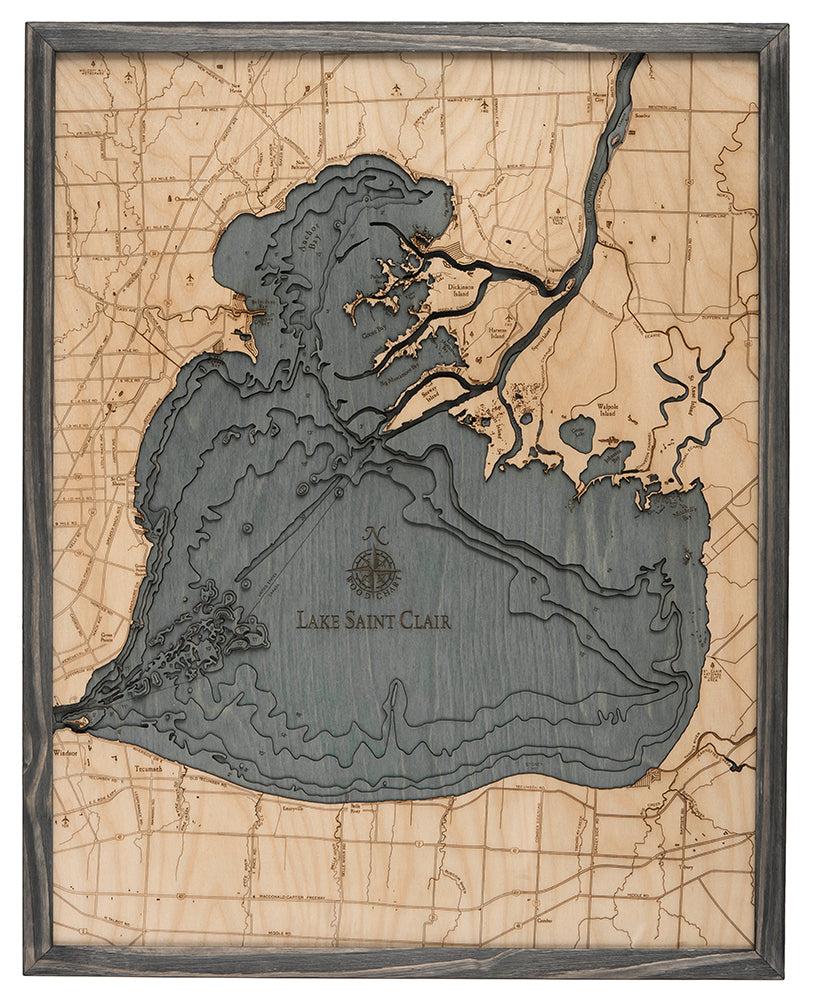 Lake Saint Clair Wood Map Art