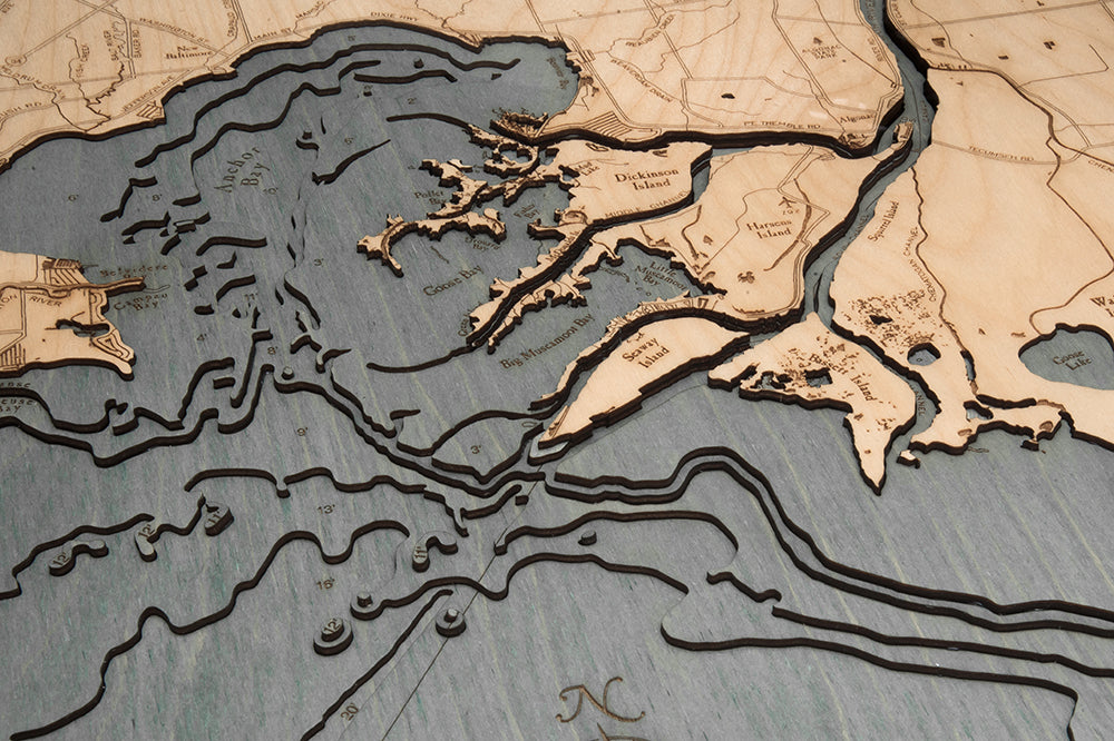 Lake Saint Clair Wood Map Art
