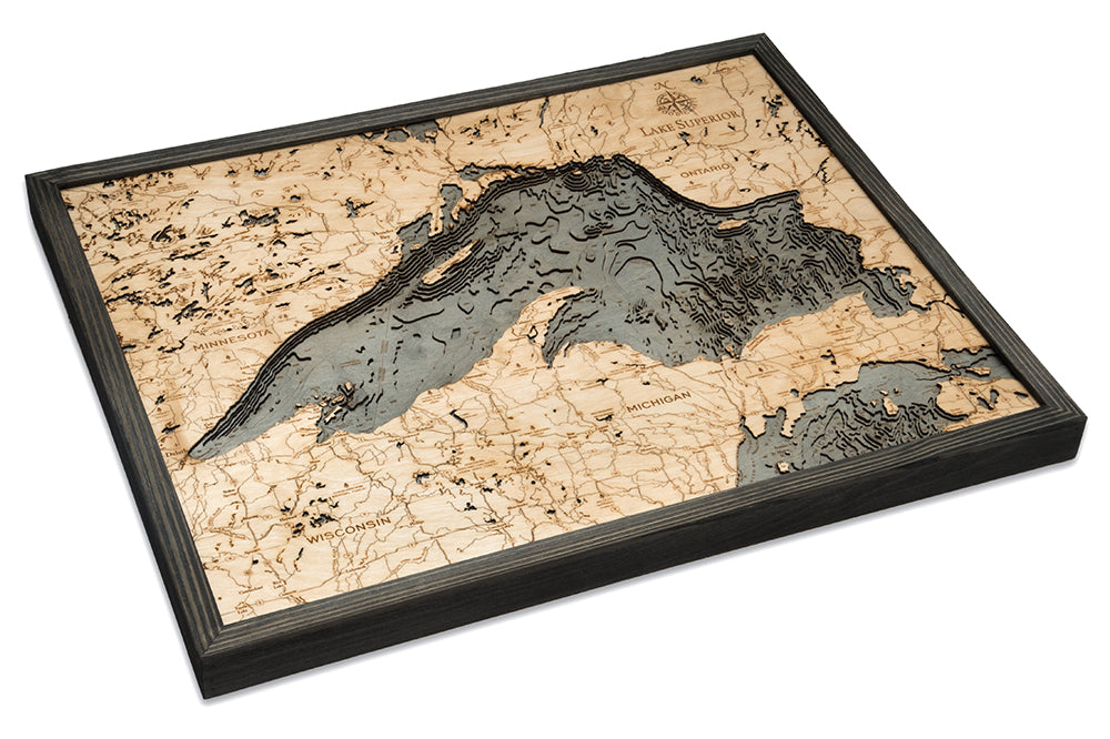 Lake Superior Wood Map Art