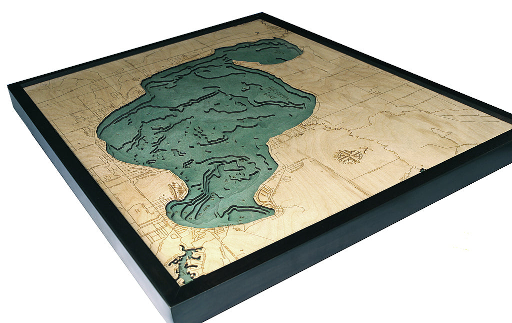 Houghton Lake Michigan Wood Map Art