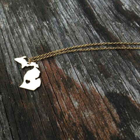 Michigan Heart Necklace - Gold