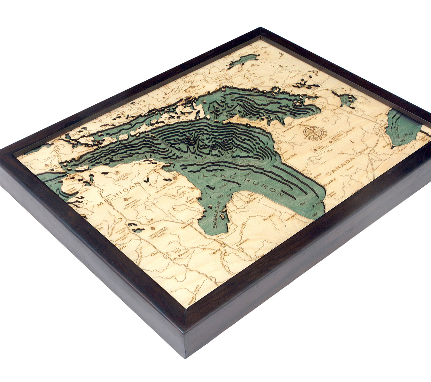 Lake Huron Water Depth Wood Chart