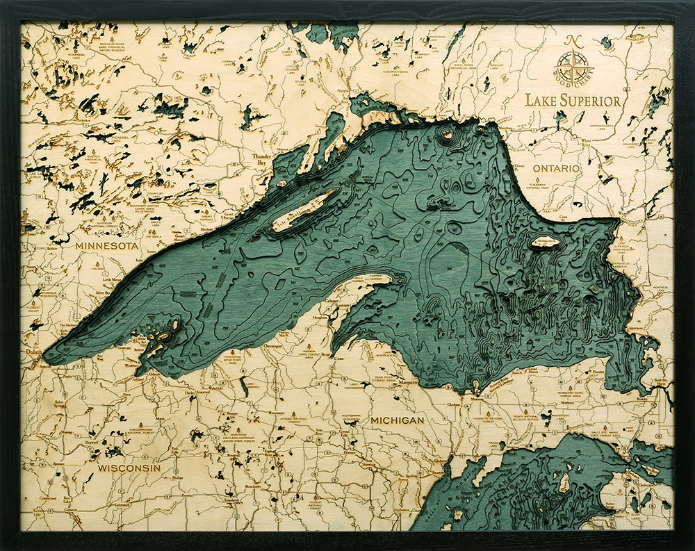 Lake Superior Wood Map Art