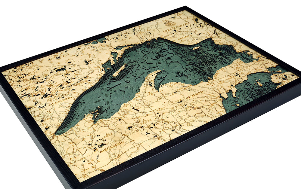 Lake Superior Wood Map Art