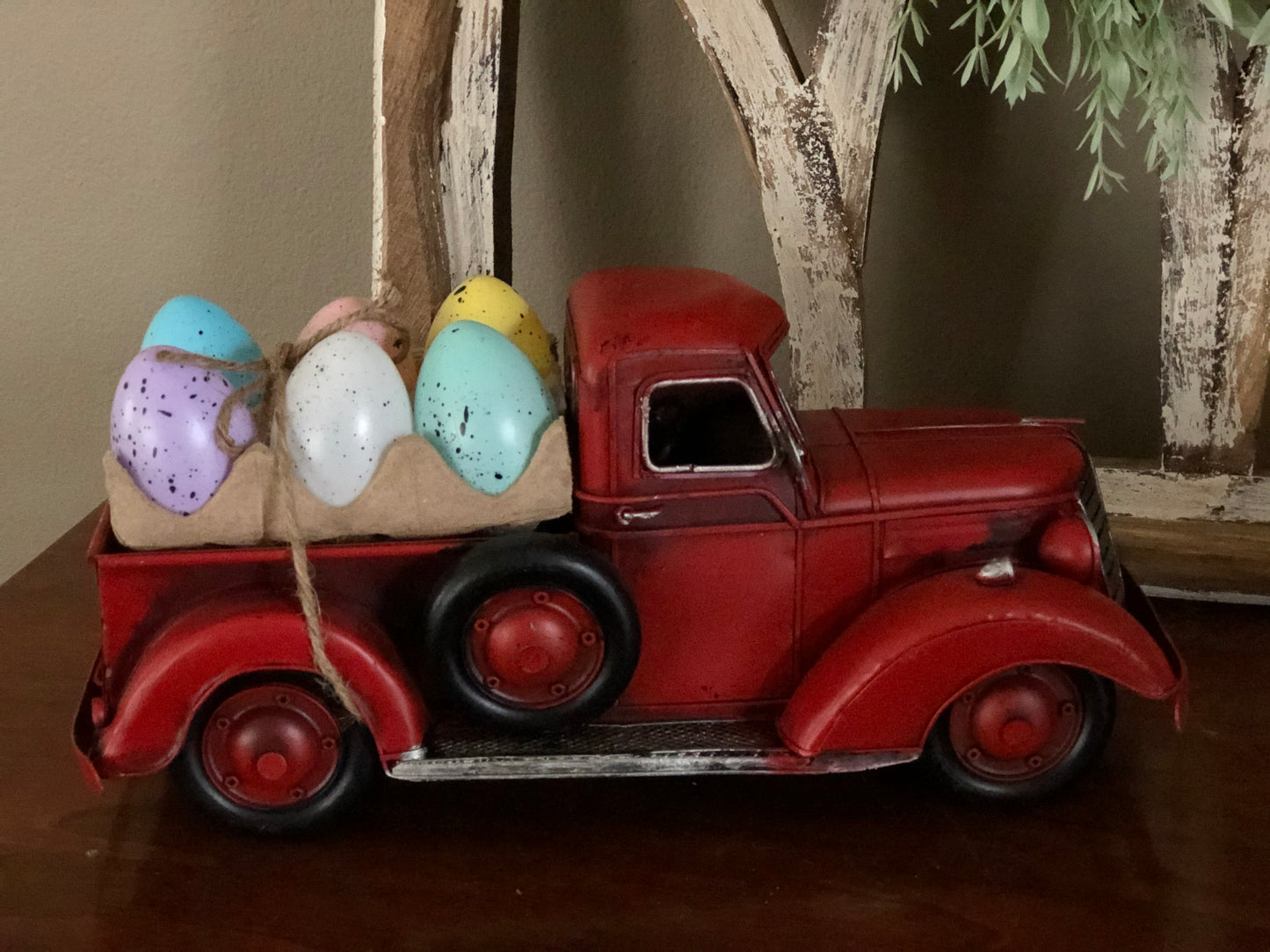 Red Truck with Easter Eggs