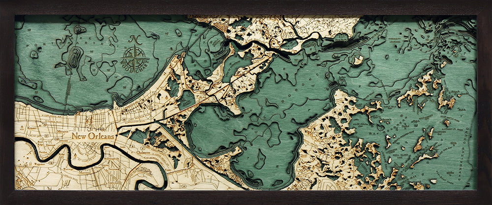 New Orleans Louisiana Wood Chart Map