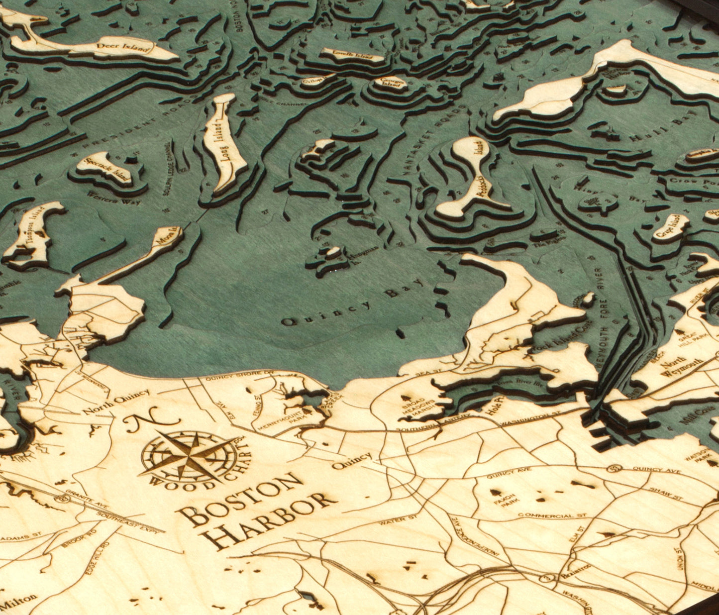 Boston Harbor Wood Chart Map