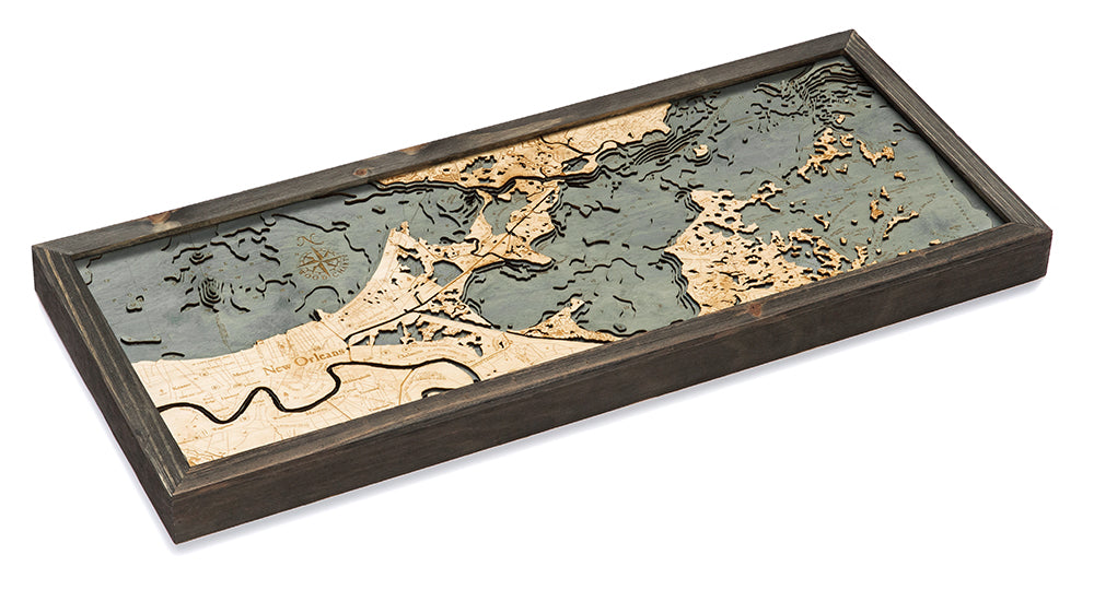 New Orleans Louisiana Wood Chart Map