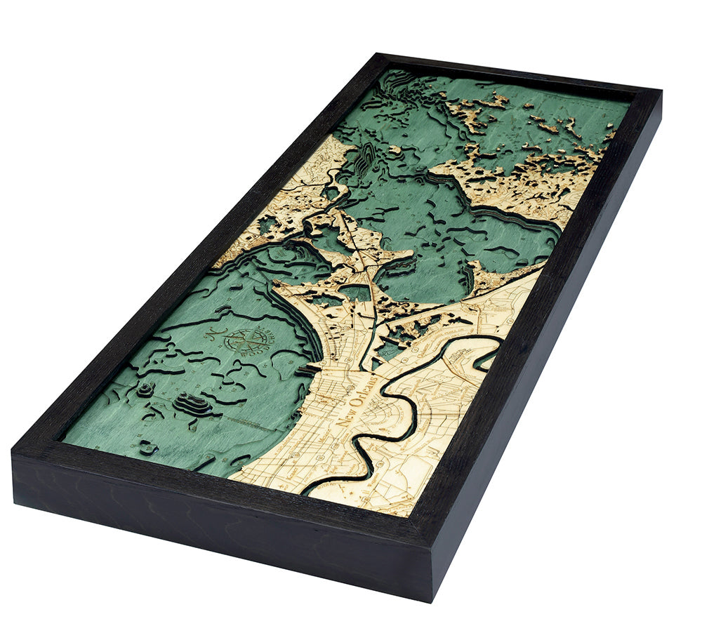 New Orleans Louisiana Wood Chart Map