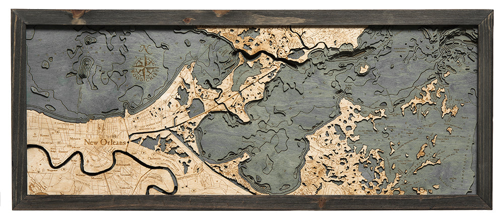 New Orleans Louisiana Wood Chart Map