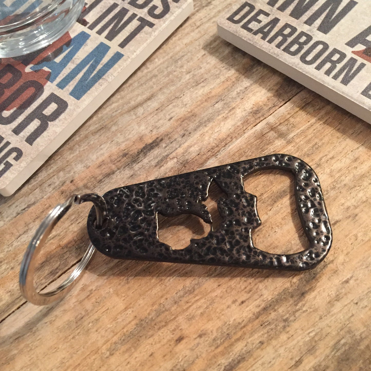 Michigan Key Chain Bottle Opener - Copper Vein - Side View