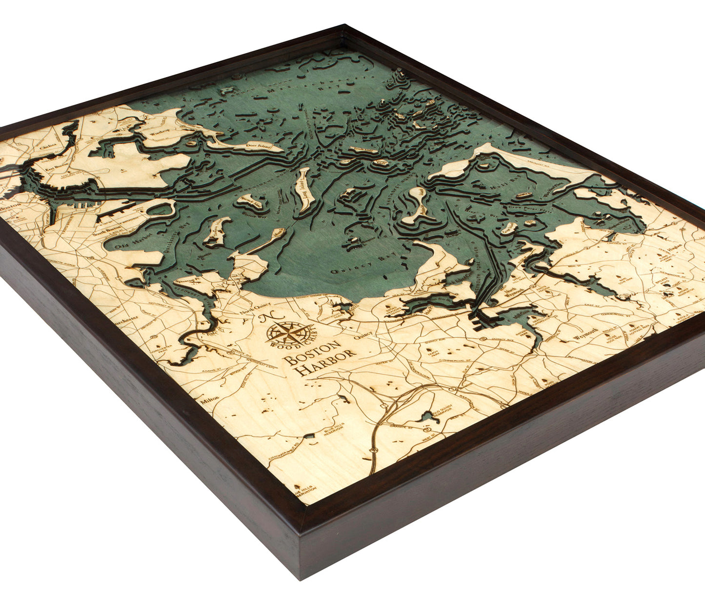 Boston Harbor Wood Chart Map