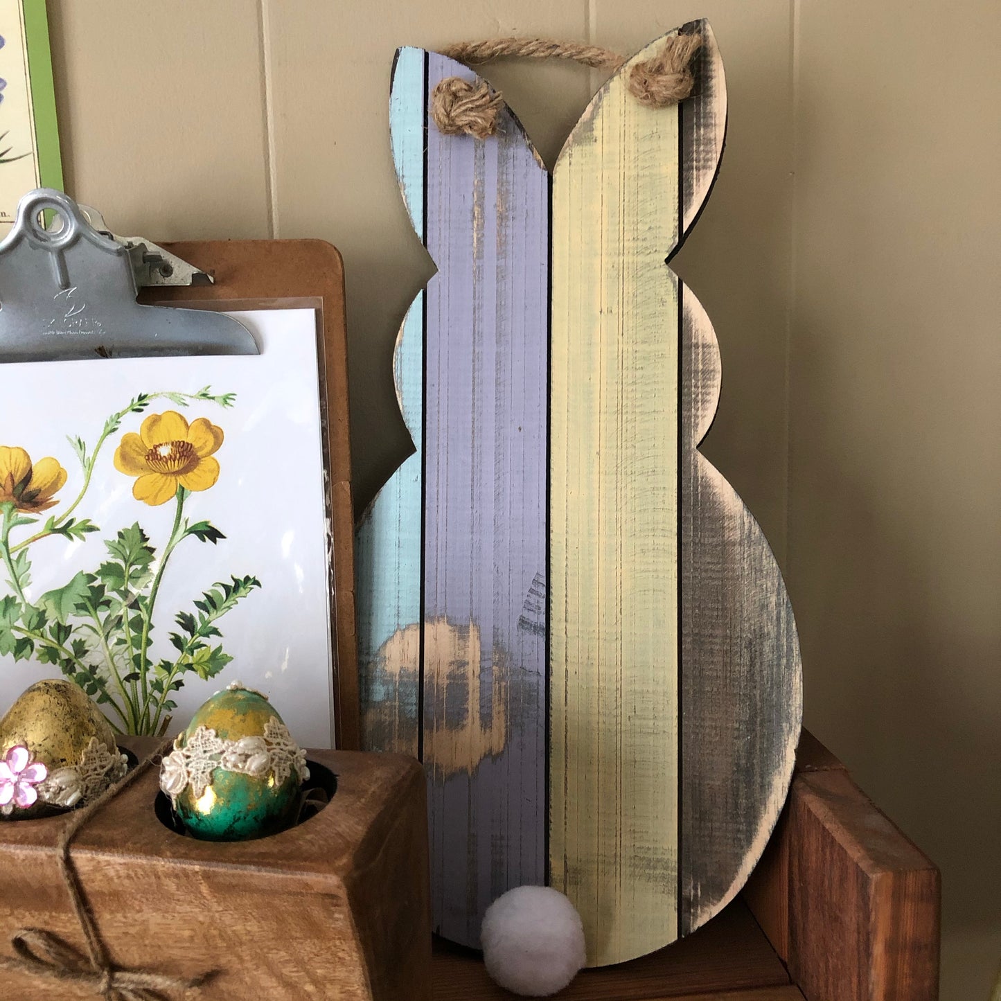 Wood Rabbit Silhouette Sign