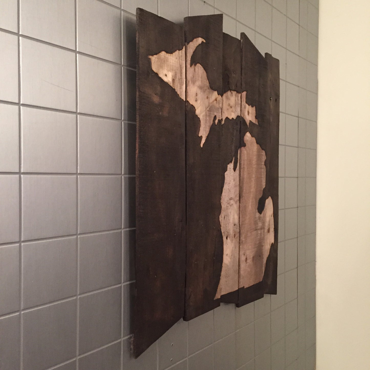 Wood Burned Michigan Sign