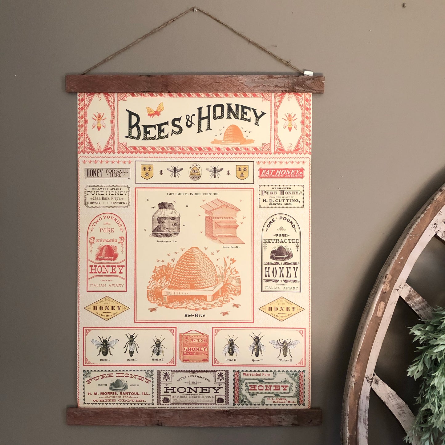 Bees and Honey Poster Wall Hanging