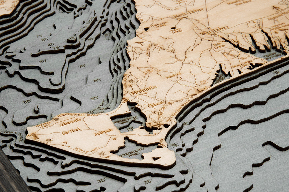 Marthas Vineyard Wood Chart Map
