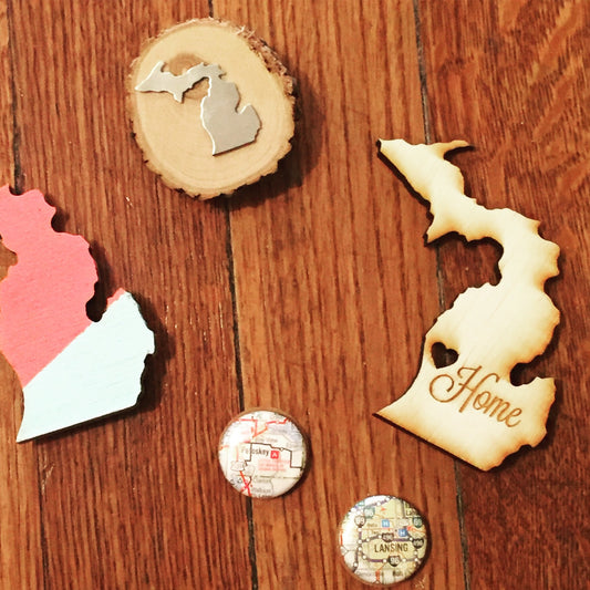 Wood Slice Michigan Magnet