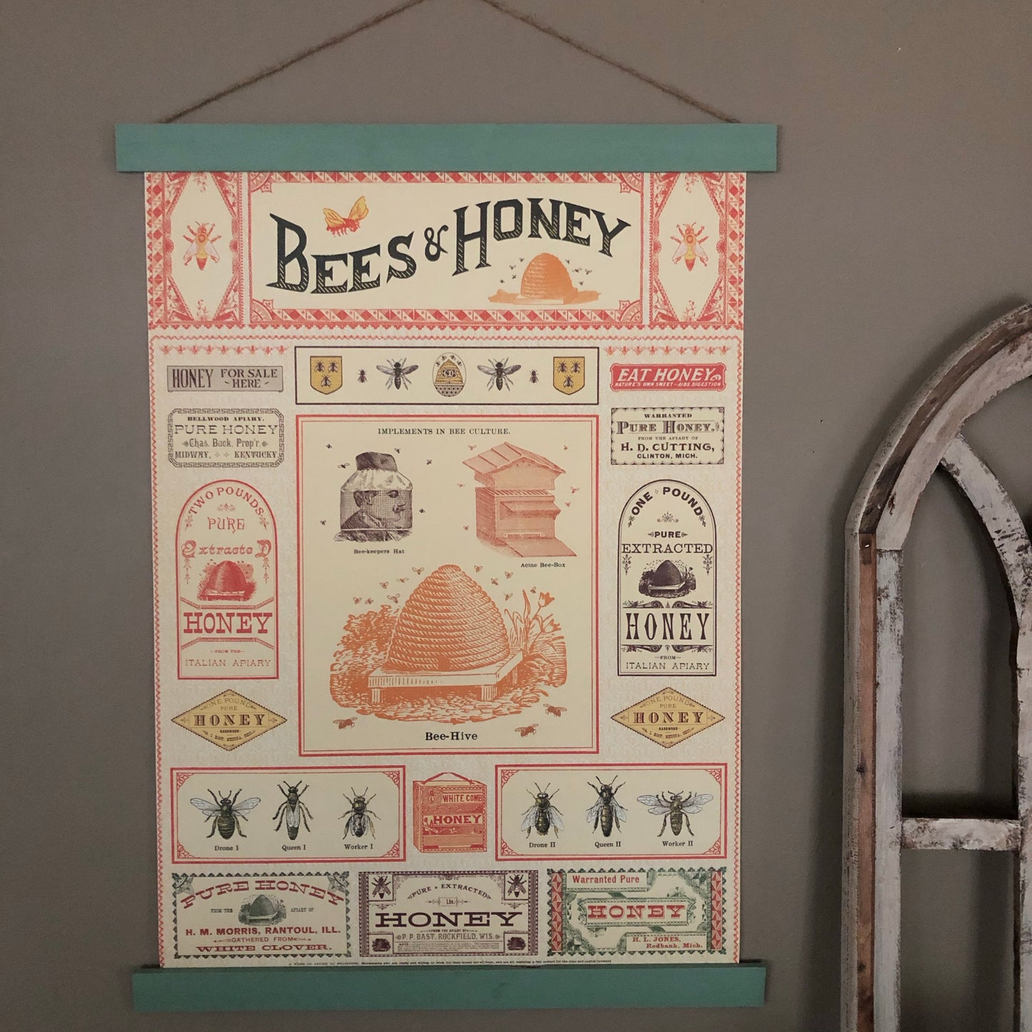 Bees and Honey Poster Wall Hanging