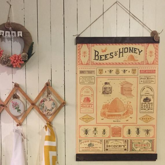 Bees and Honey Poster Wall Hanging