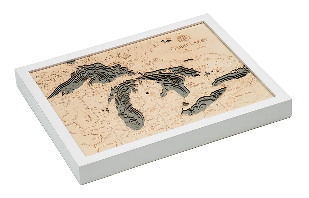 Great Lakes Wood Map Art