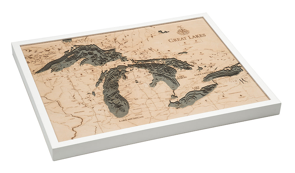 Great Lakes Wood Map Art