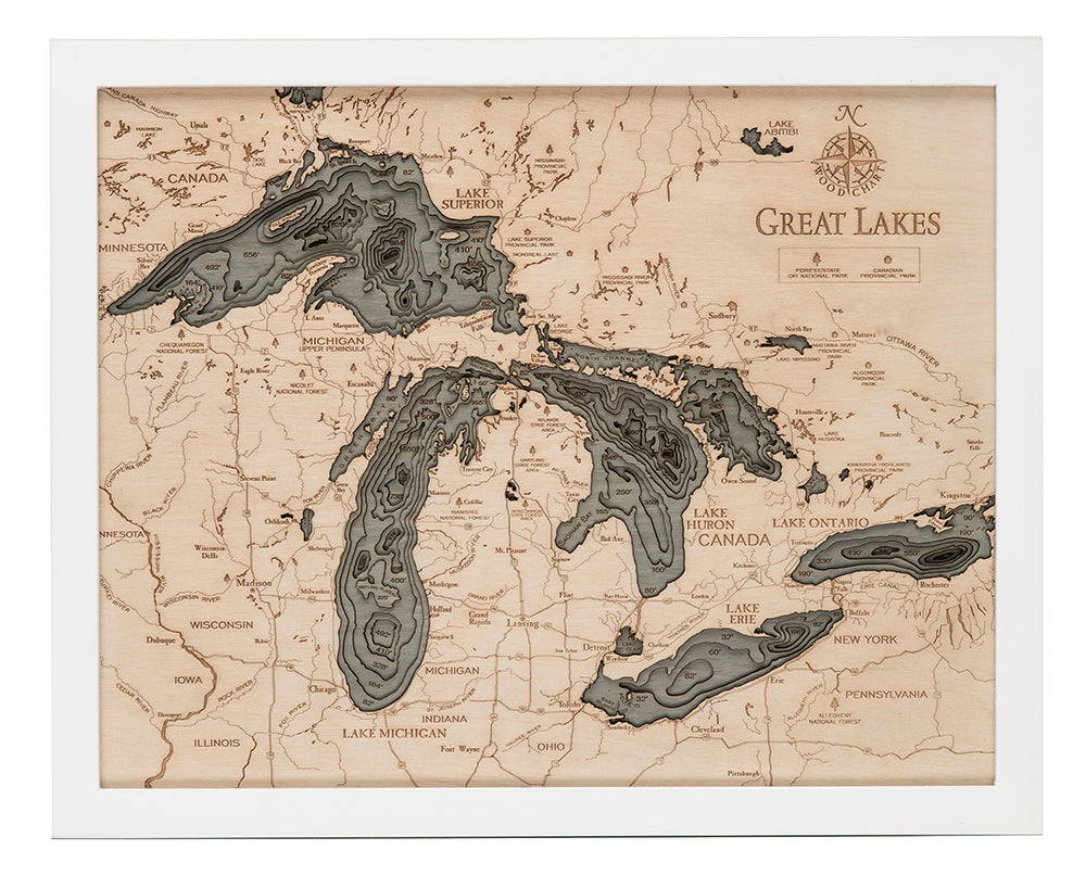 Great Lakes Wood Map Art