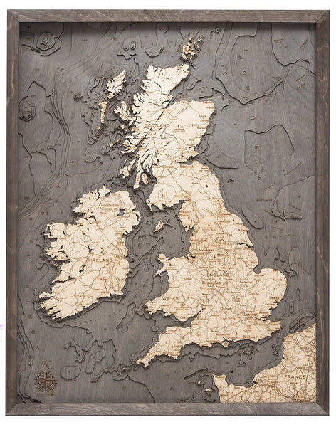 United Kingdom Wood Chart Map