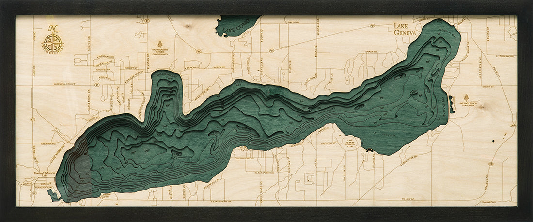 Lake Geneva Wisconsin Wood Map Art