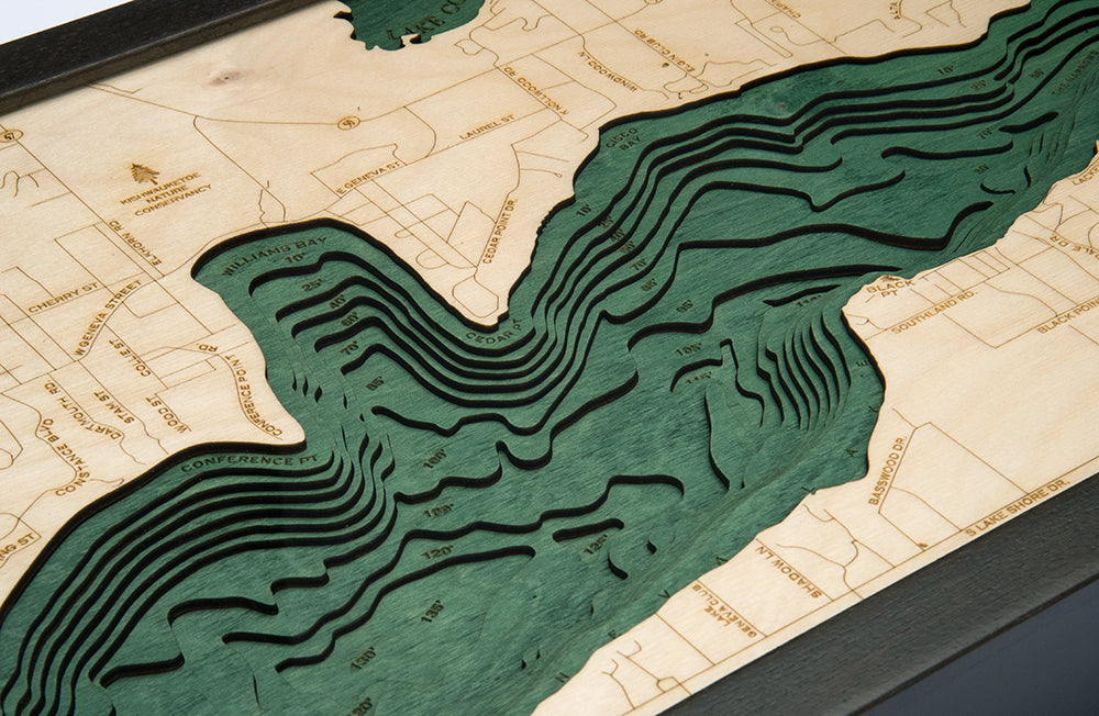 Lake Geneva Wisconsin Wood Map Art