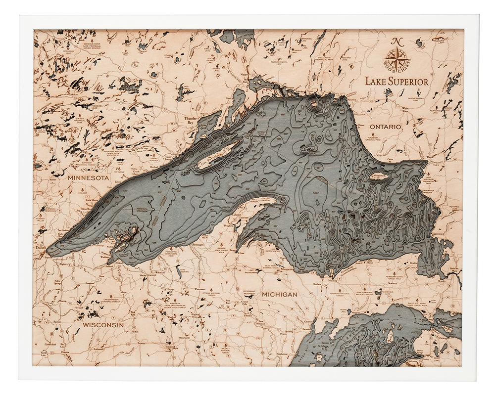 Lake Superior Wood Map Art