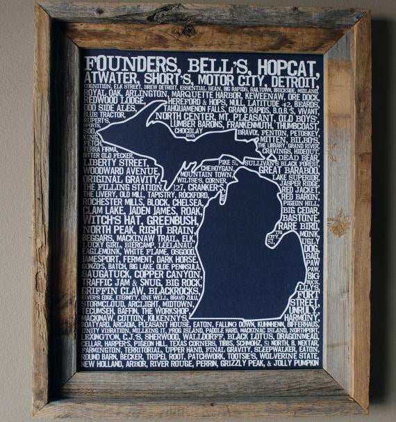 Breweries of Michigan Map Print