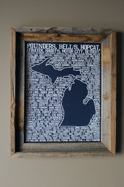 Breweries of Michigan Map Print