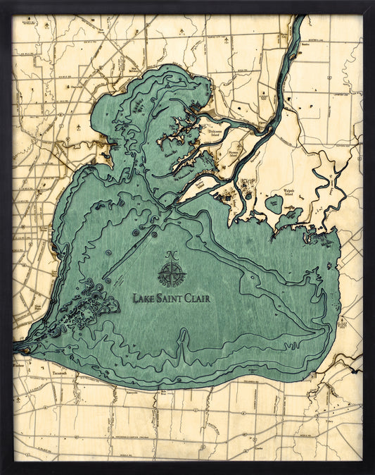 Lake Saint Clair Wood Map Art