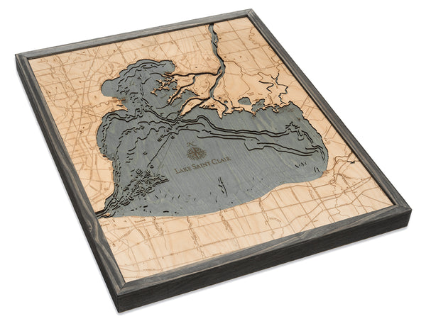Lake Saint Clair Wood Map Art