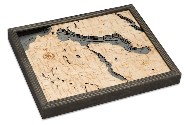 Lake Charlevoix Michigan Wood Map Art