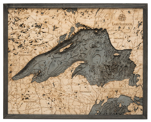 Lake Superior Wood Map Art