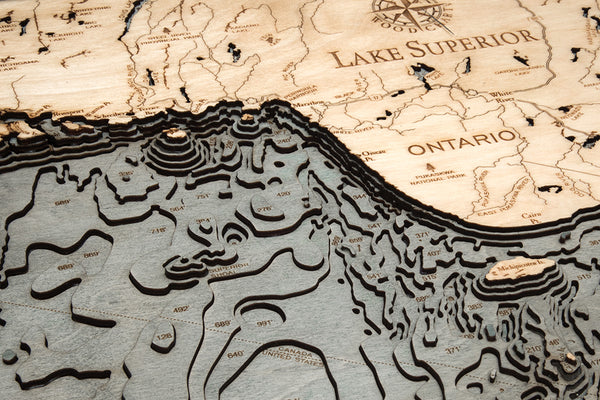 Lake Superior Wood Map Art