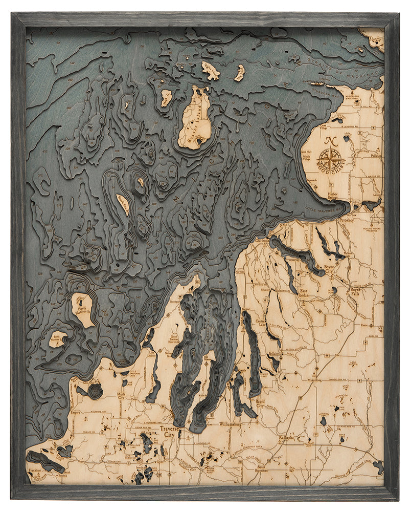 Northwest Michigan, Lower Peninsula Wood Map Art
