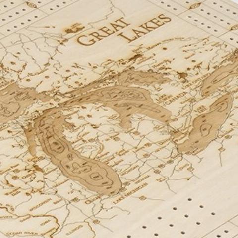 Great Lakes Cribbage Board - Close up