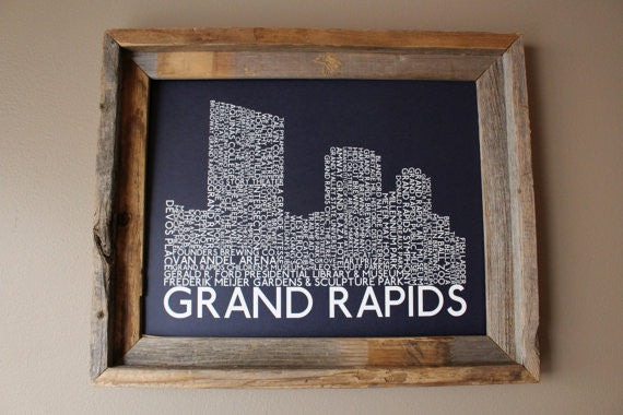 Grand Rapids Skyline Word Print