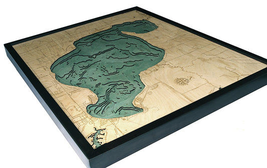 Houghton Lake Michigan Wood Map Art