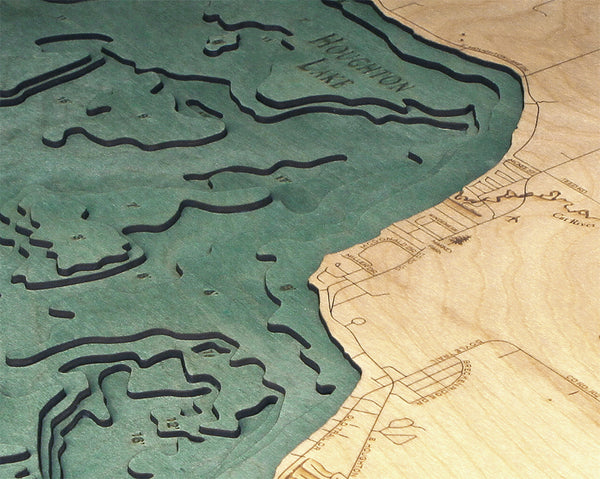 Houghton Lake Michigan Wood Map Art