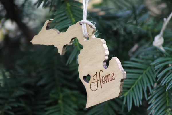 Michigan Christmas Ornament - Gold