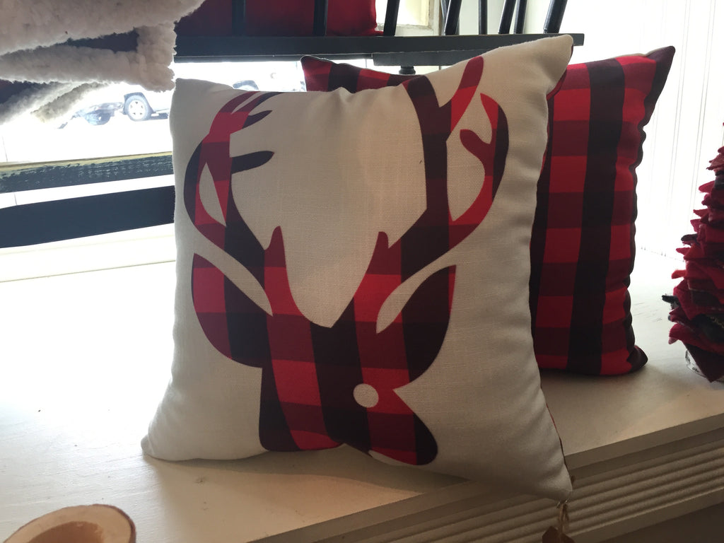 Buffalo Plaid Stag Pillow