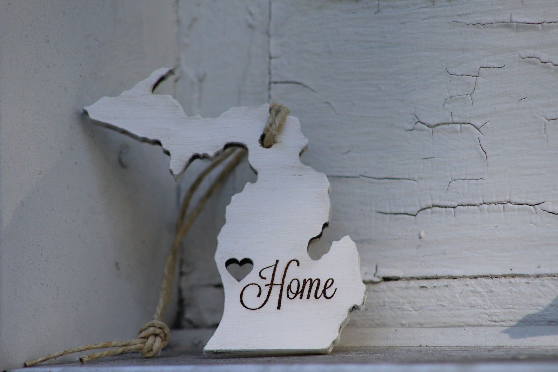 Michigan Christmas Ornament - White
